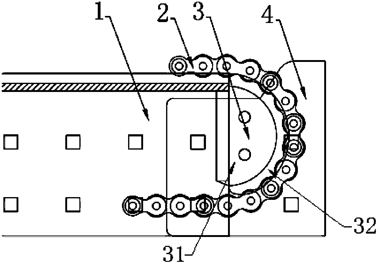 Head wheel mechanism for chain conveyor of automated conveyor line