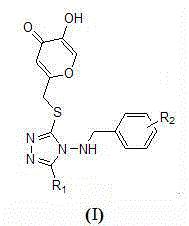 5-substituted-3-[5-hydroxyl-4-pyrone-2-yl-methylthio]-4-hydroxybenzyl-methylamino-1, 2, 4- triazole compounds and applications thereof