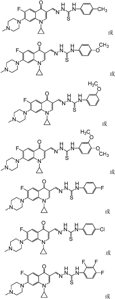 N-methyl ciprofloxacin aldolase 4-aryl thiosemicarbazide derivative and preparation method and application thereof