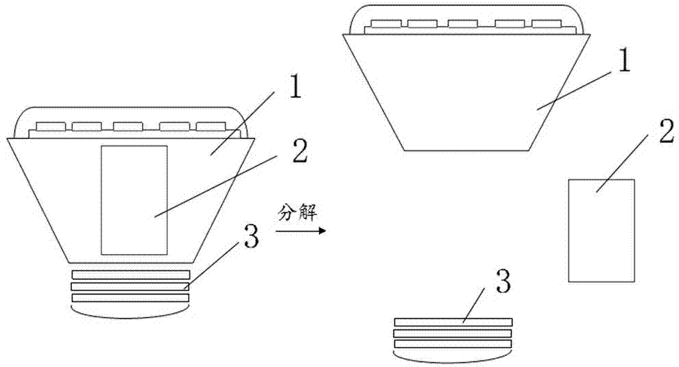 Accelerated test method of LED (light emitting diode) lighting lamp based on subsystem decomposition