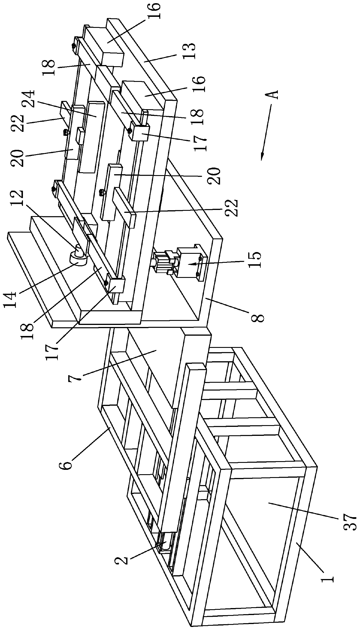 A positioning adjustment device for automatic labeling of cartons