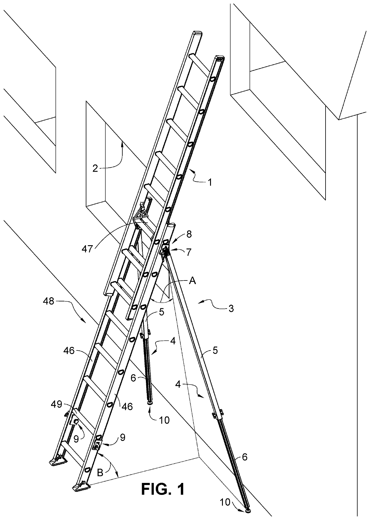 Ladder stabilization support assembly