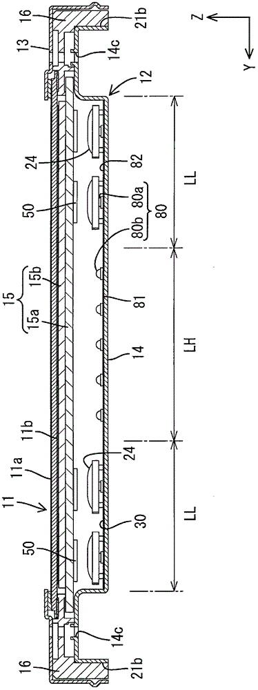 Lighting device, display apparatus, and television receiving equipment