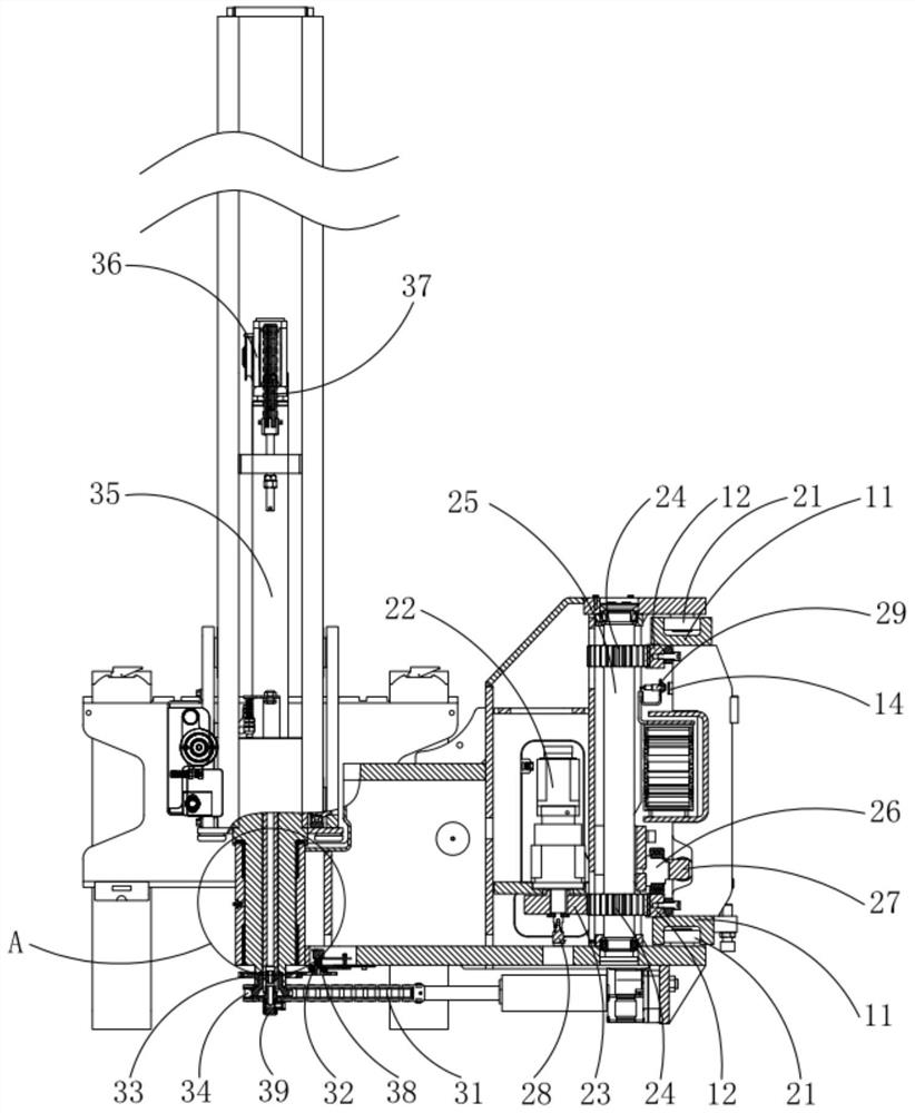 Forklift head device and three-way forklift