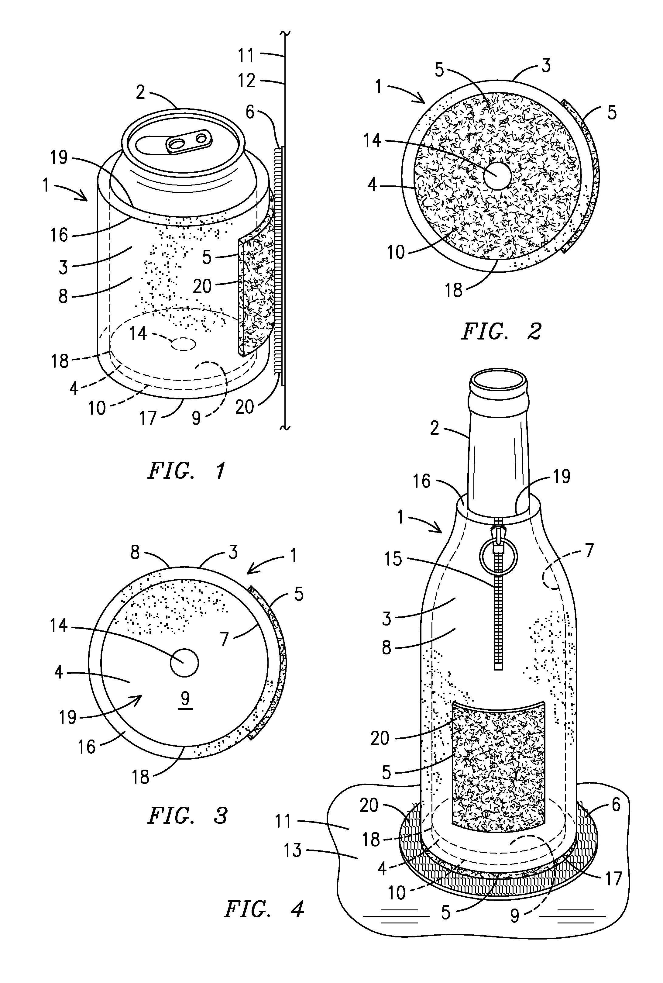 Removably attachable holding device for beverage containers