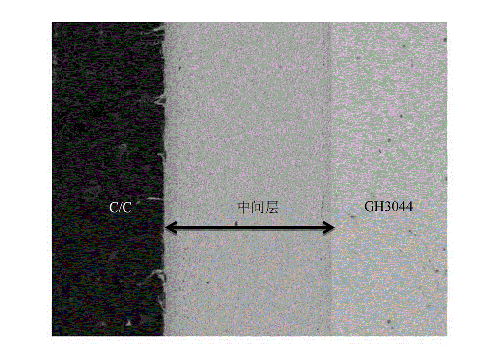 Partial transient liquid phase bonding method for carbon/carbon composite material and nickel-base superalloy