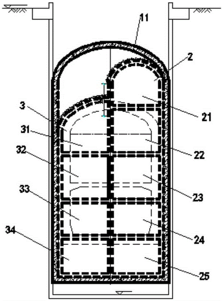 Construction method for auxiliary air duct structure of underground excavation station