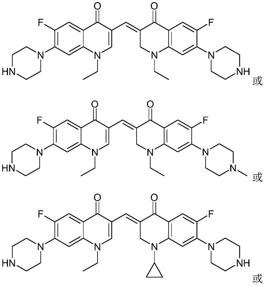3,3'-methylene-bisfluoroquinolone derivative containing ethylquinoline rings as well as preparation method and application thereof