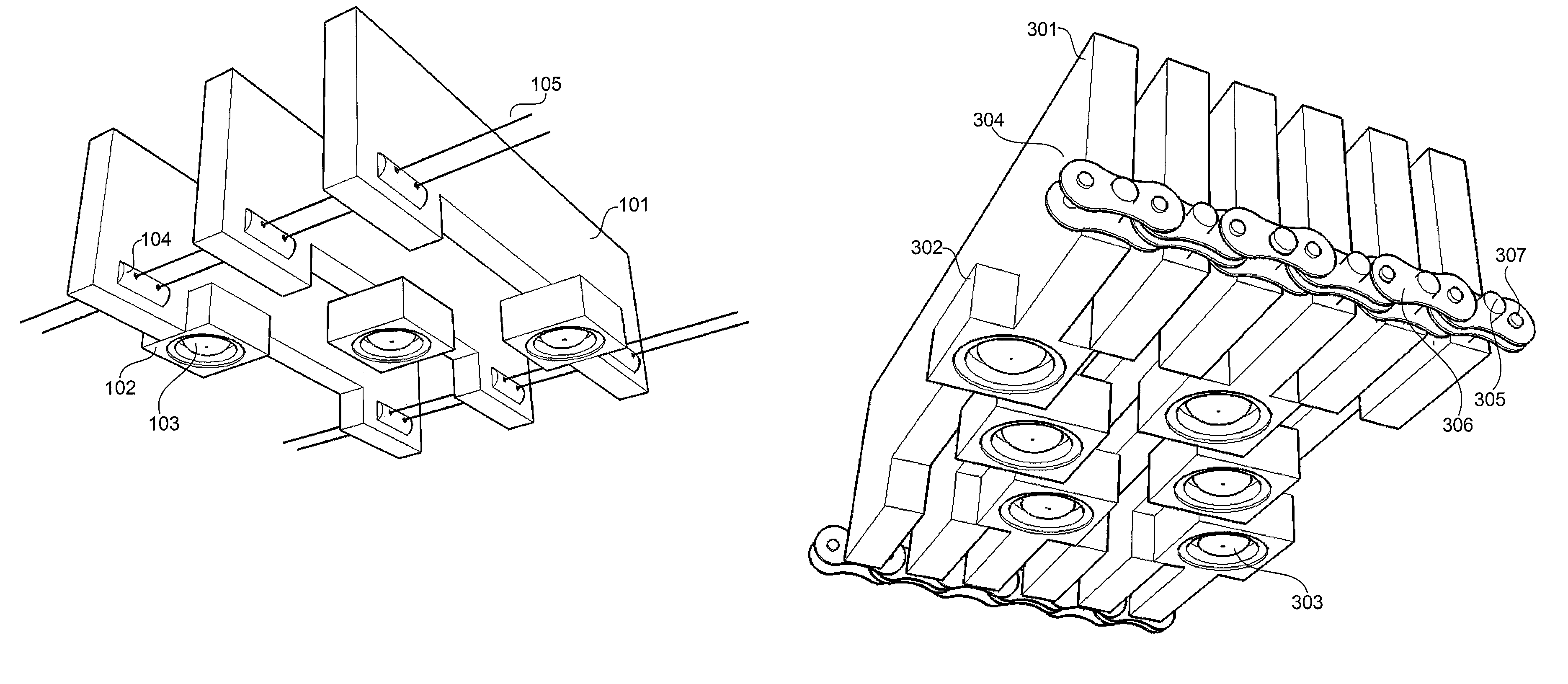 Flexible array probe for the inspection of a contoured surface with varying cross-sectional geometry