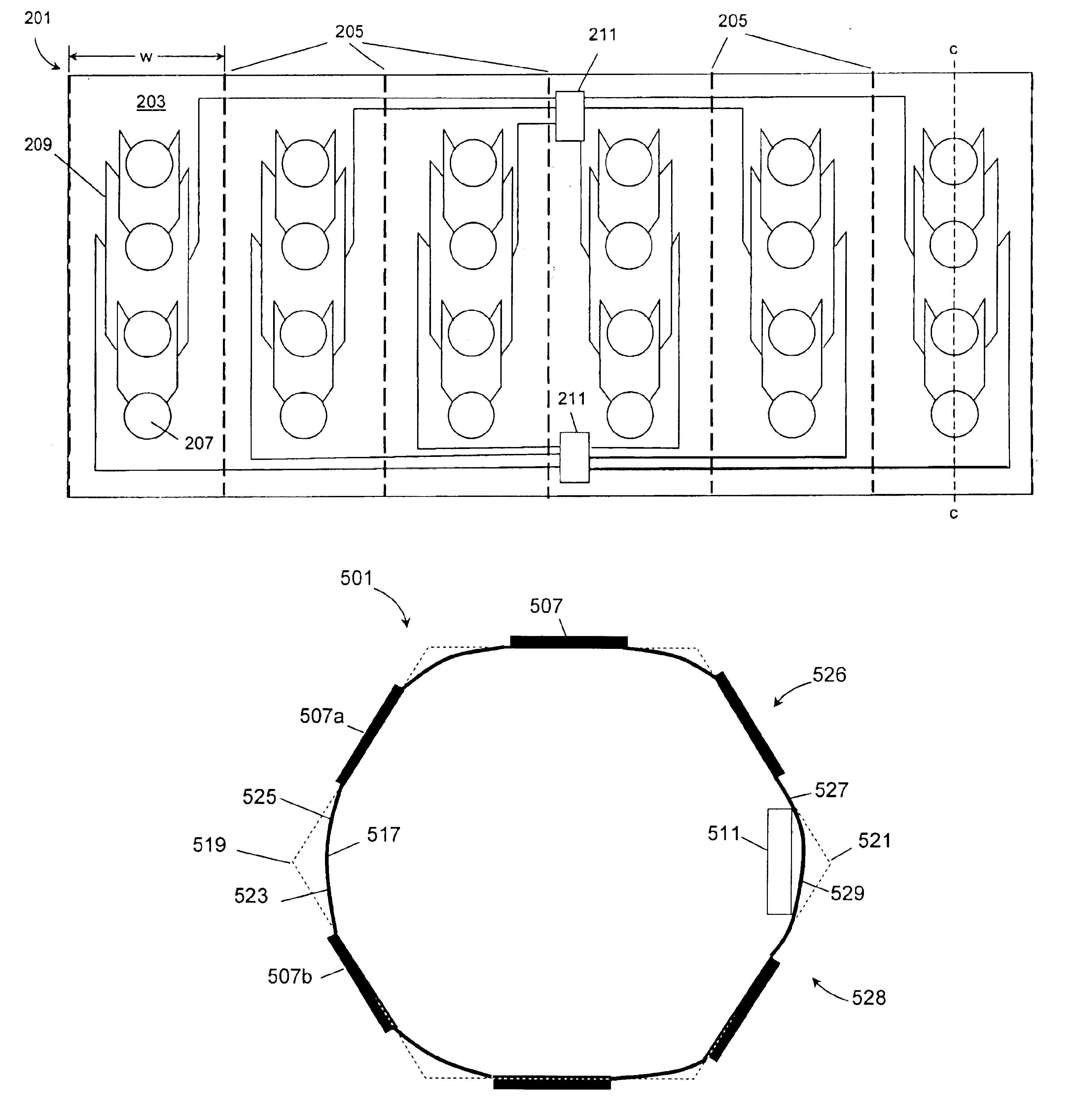 Offsetting patch antennas on an ominidirectional multi-facetted array to allow space for an interconnection board