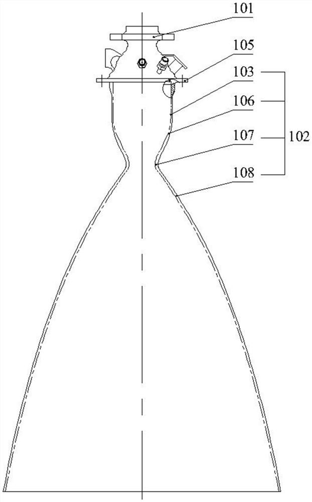 An engine thrust chamber performance test device for a variable thrust rocket engine