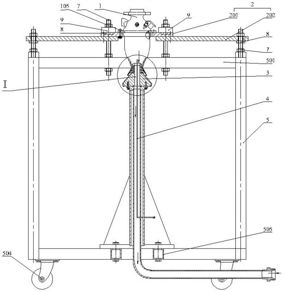 An engine thrust chamber performance test device for a variable thrust rocket engine