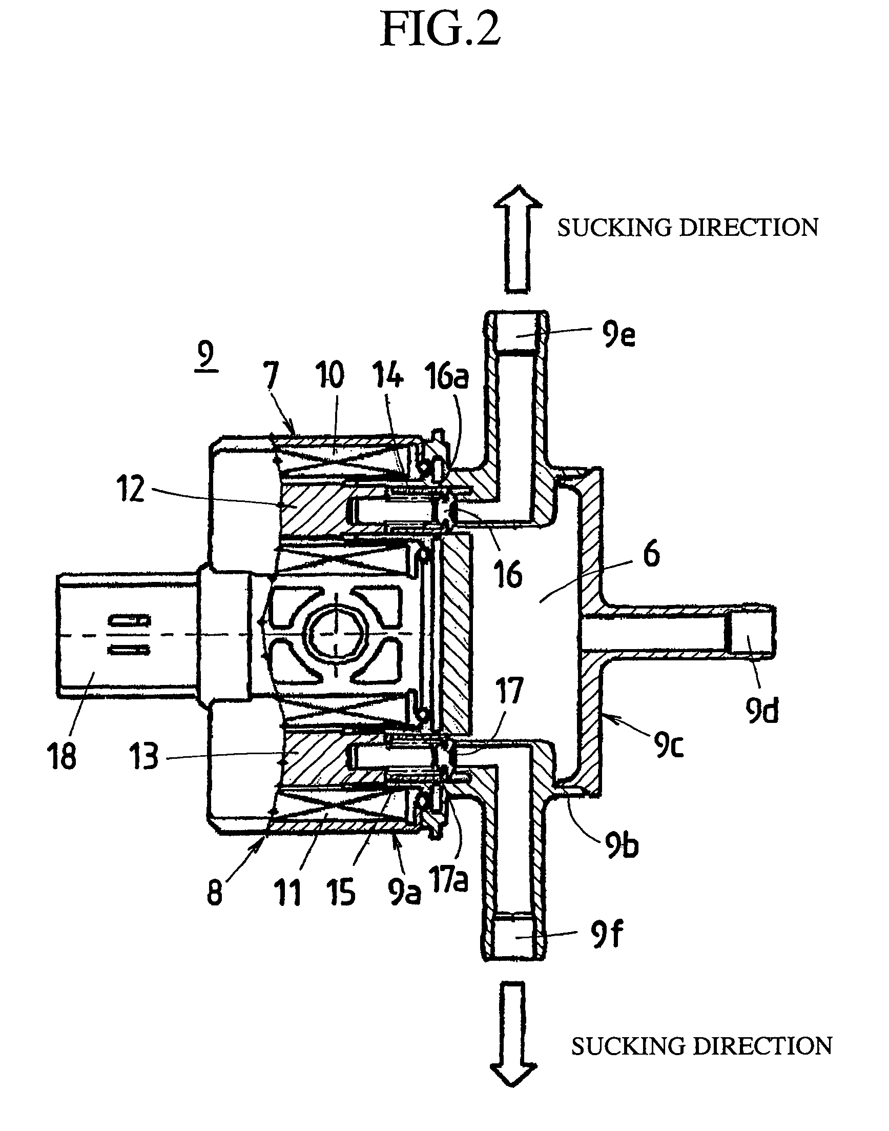Fuel-evaporated gas processing system and electromagnetic valve device