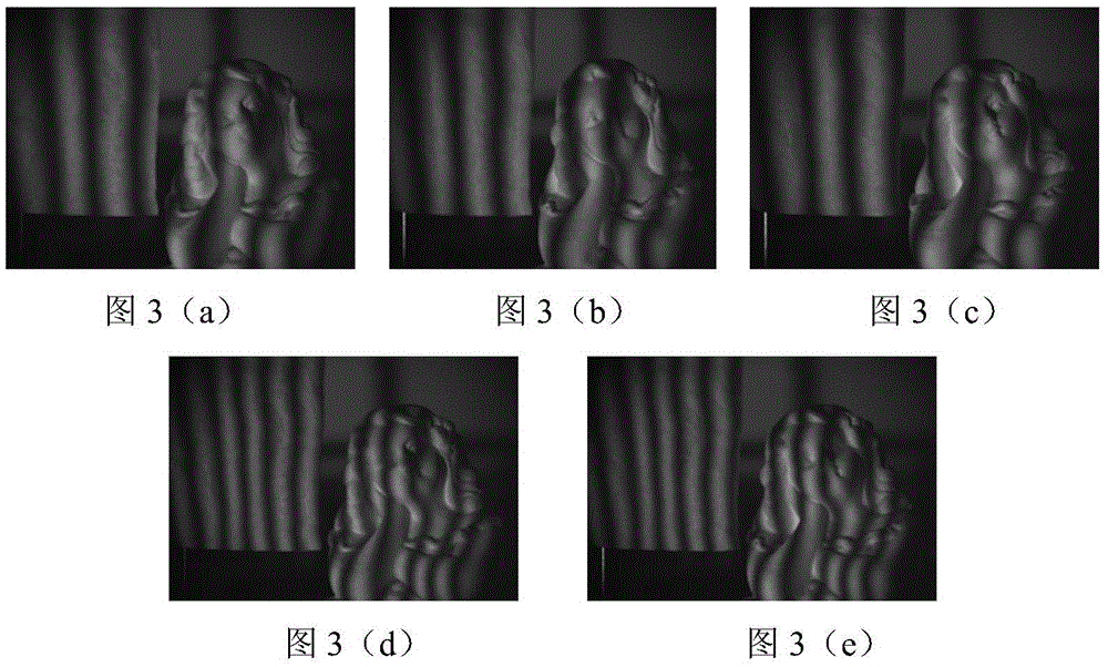 Time-phase unwrapping method based on dual-frequency three-gray-scale sinusoidal grating fringe projection