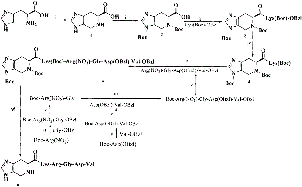 Imidazo pyridine acyl-KRGDV, synthesis thereof, antithrombus activity and application
