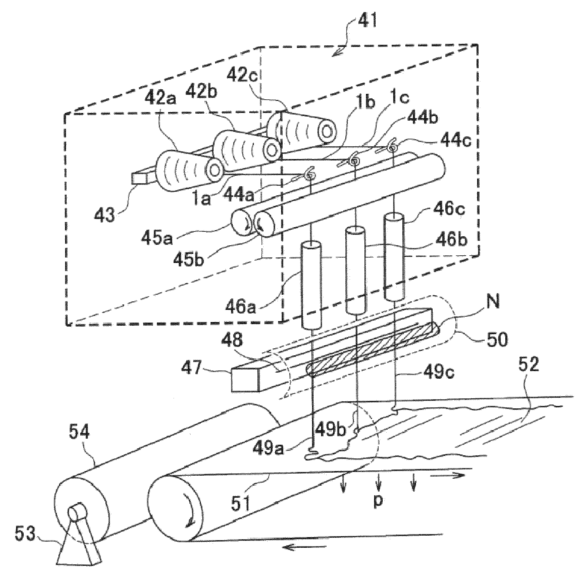 Production method and production device of ultrafine filament
