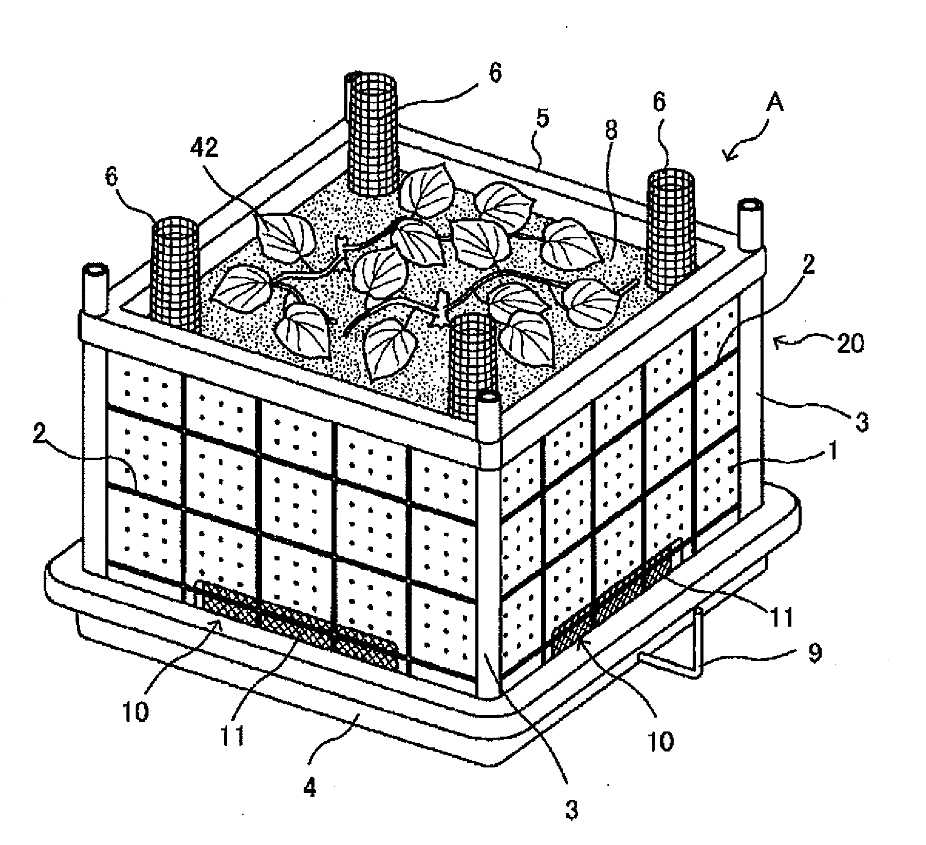 Device for fixing biomass-based solar heat and carbon dioxide gas, and house equipped with same fixing device