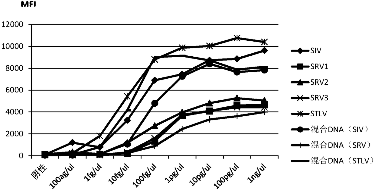 A detection primer set and method capable of simultaneously detecting and distinguishing siv, srv, stlv