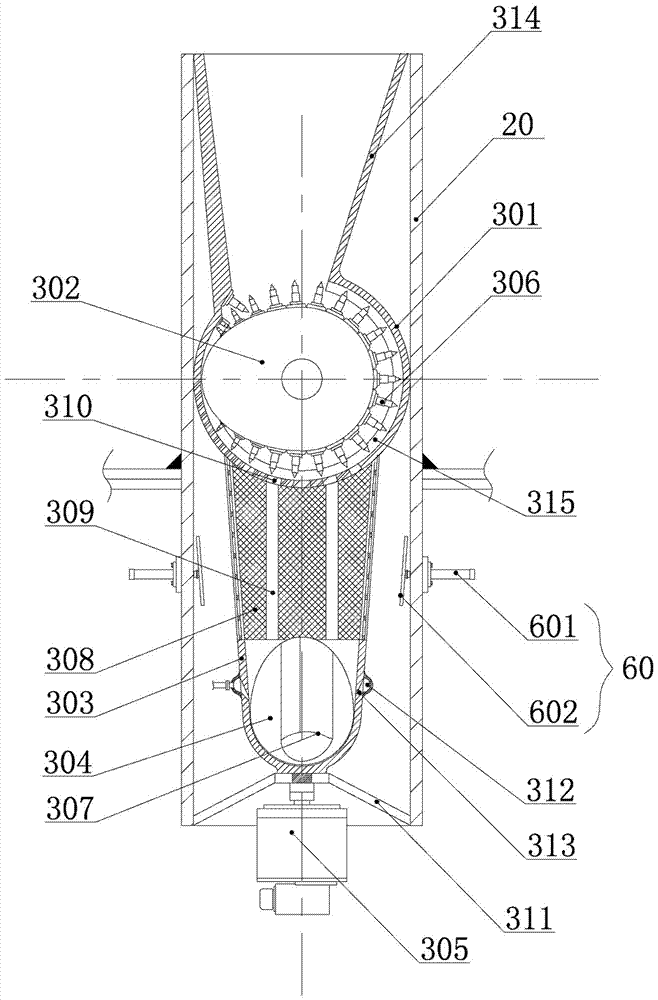 Traditional Chinese medicine crushing and grinding device capable of feeding and discharging materials continuously and automatically