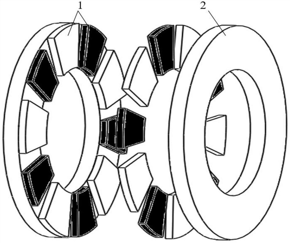 Axial magnetic flux permanent magnet motor with unequal pole-arc coefficients