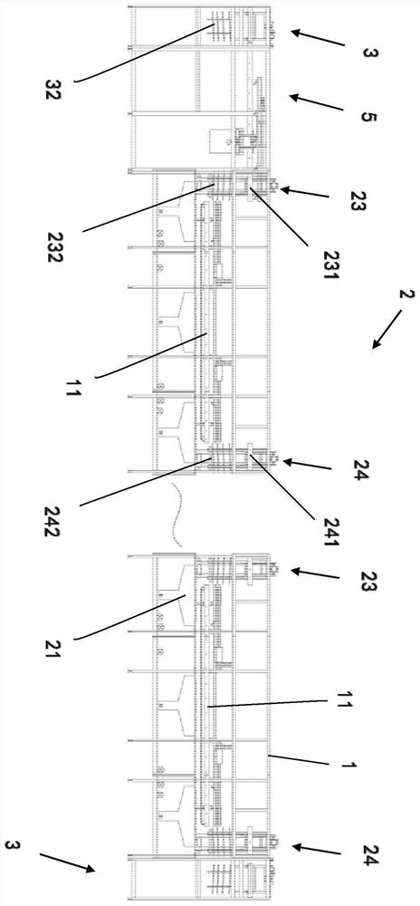 Chemical deposition metal machining line and unit carrying and transporting structure