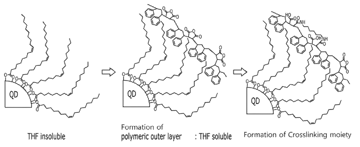 Quantum dot having polymeric outer layer, photosensitive compositions including the same, and quantum dot polymer composite pattern produced therefrom