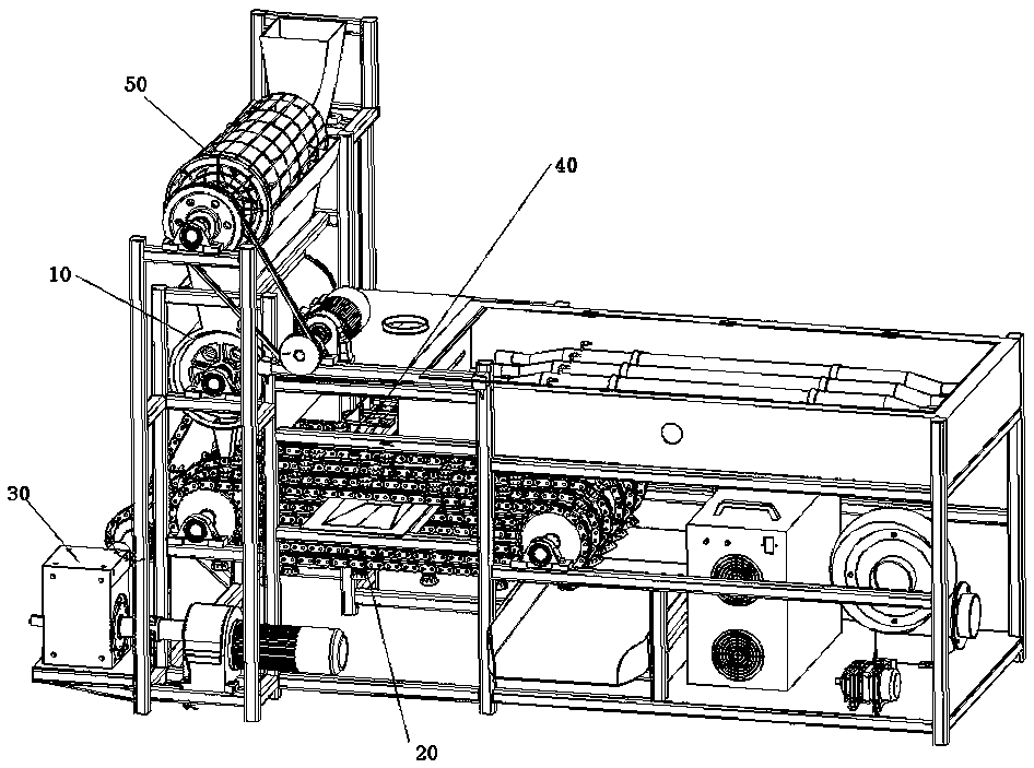 Walnut laser opening forming machine based on chain transmission