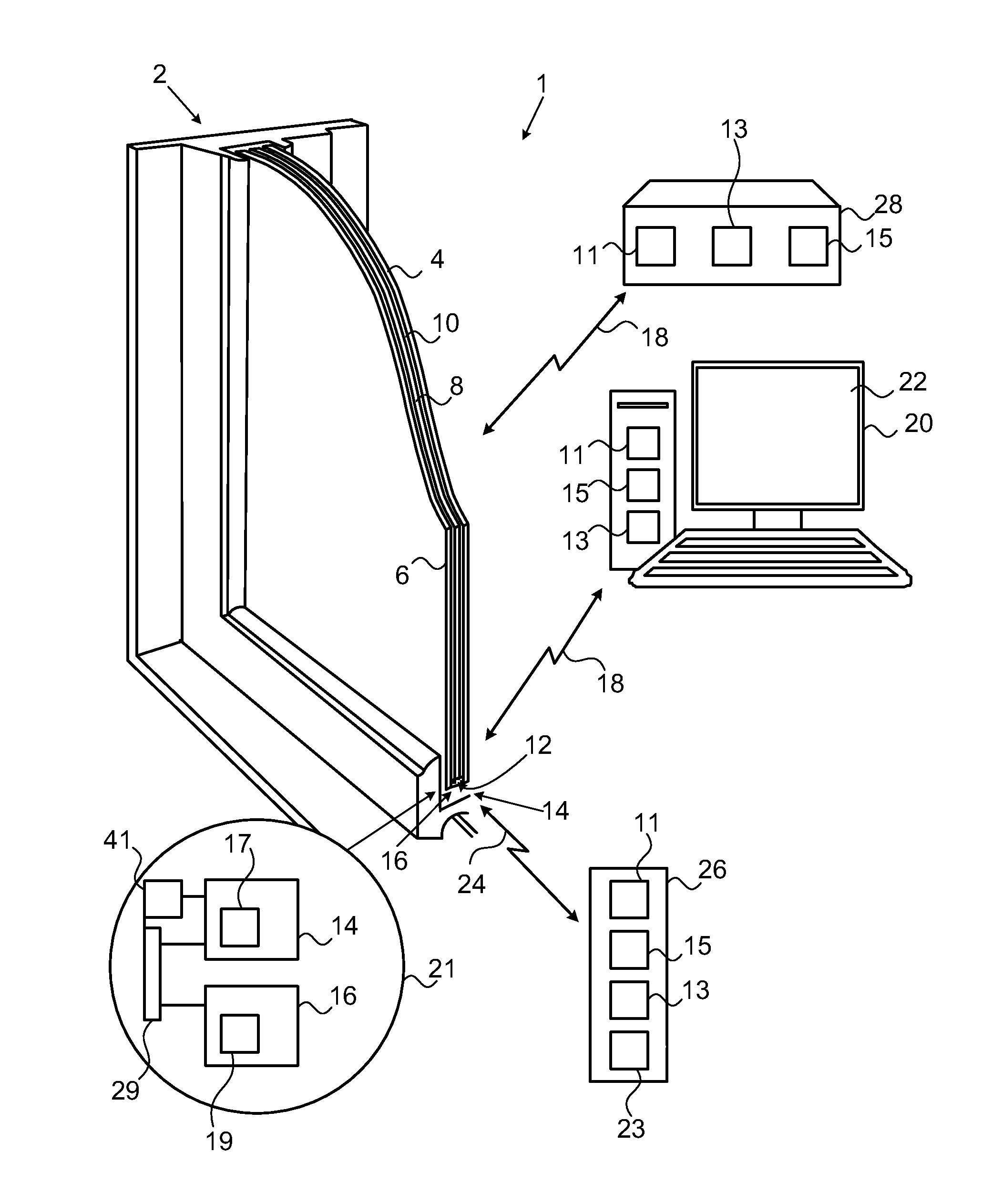Multi-Sheet Glazing Unit With Internal Sensor
