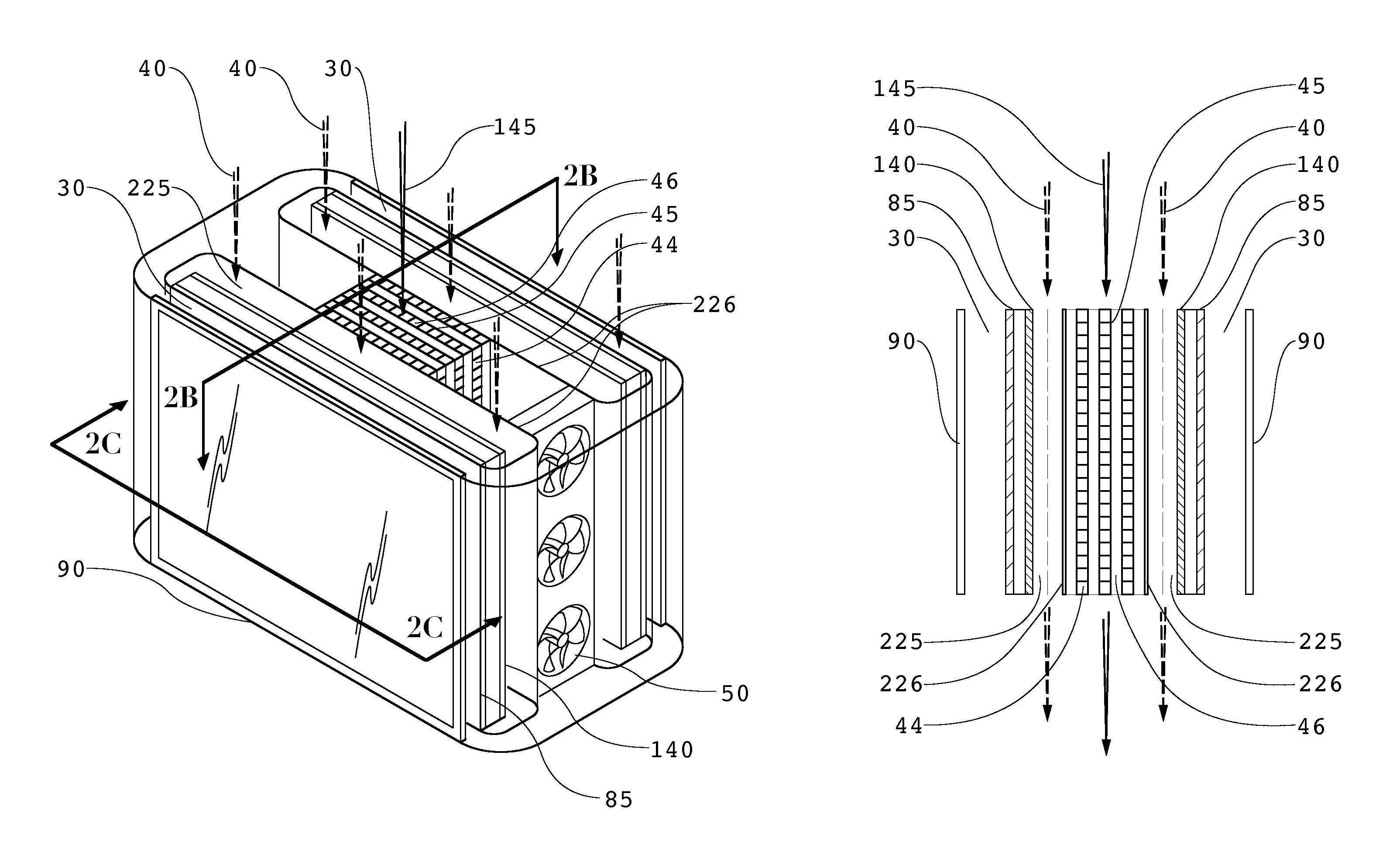 Heat exchanger for back to back electronic displays