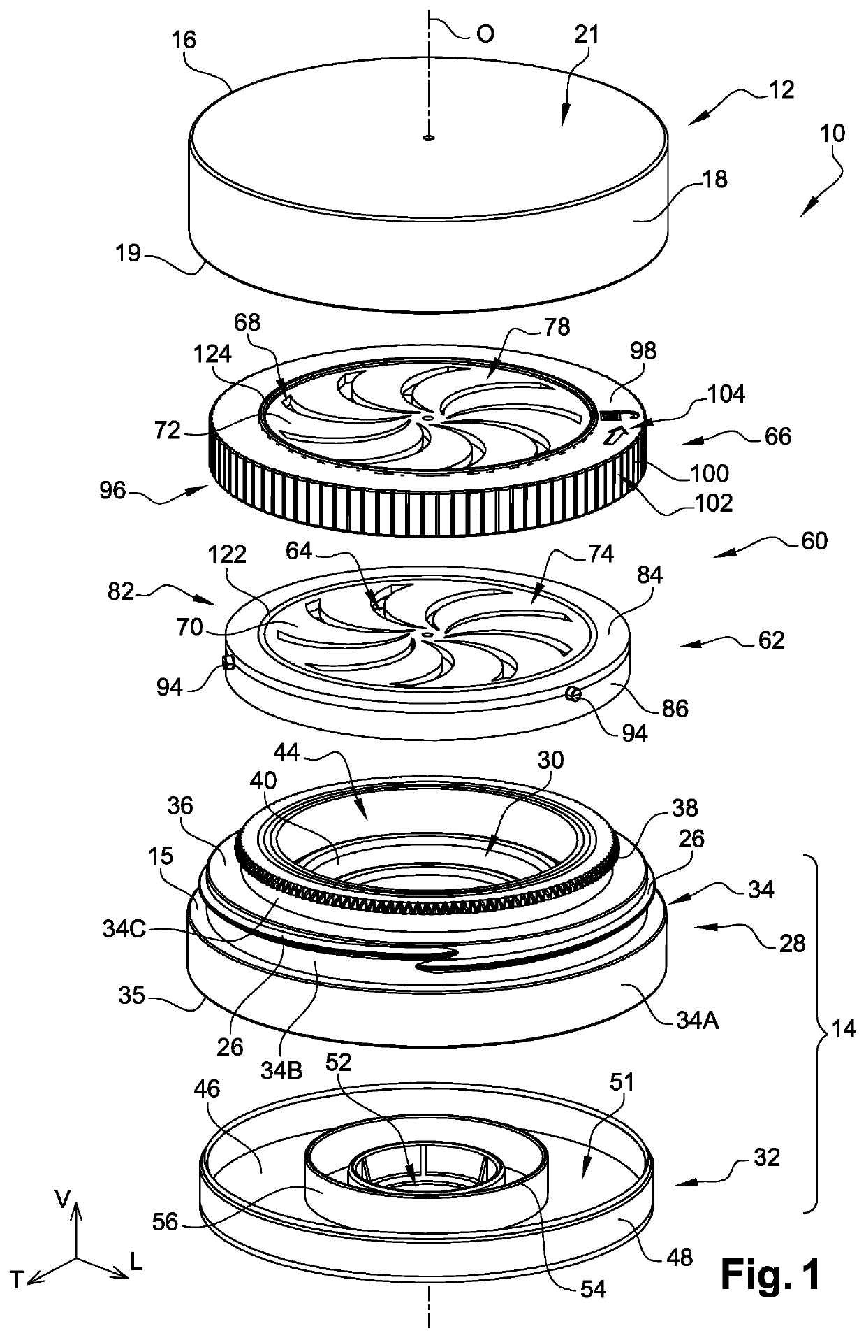 Case for powdered cosmetic product including an improved opening/closing device