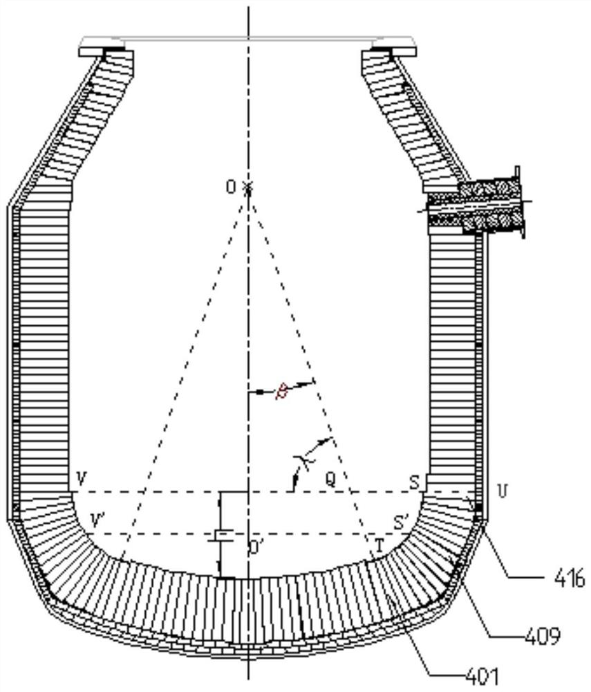 Design method of converter bottom transition brick