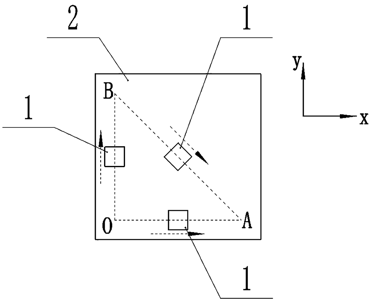 Isosceles right triangle array structure of low temperature drifting resonant micro-accelerometer