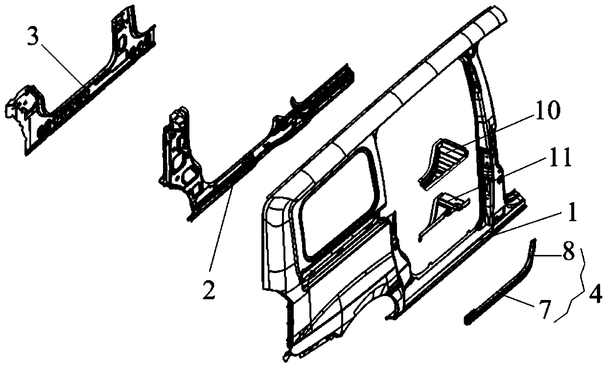 Built-in sliding door lower guide rail installation structure