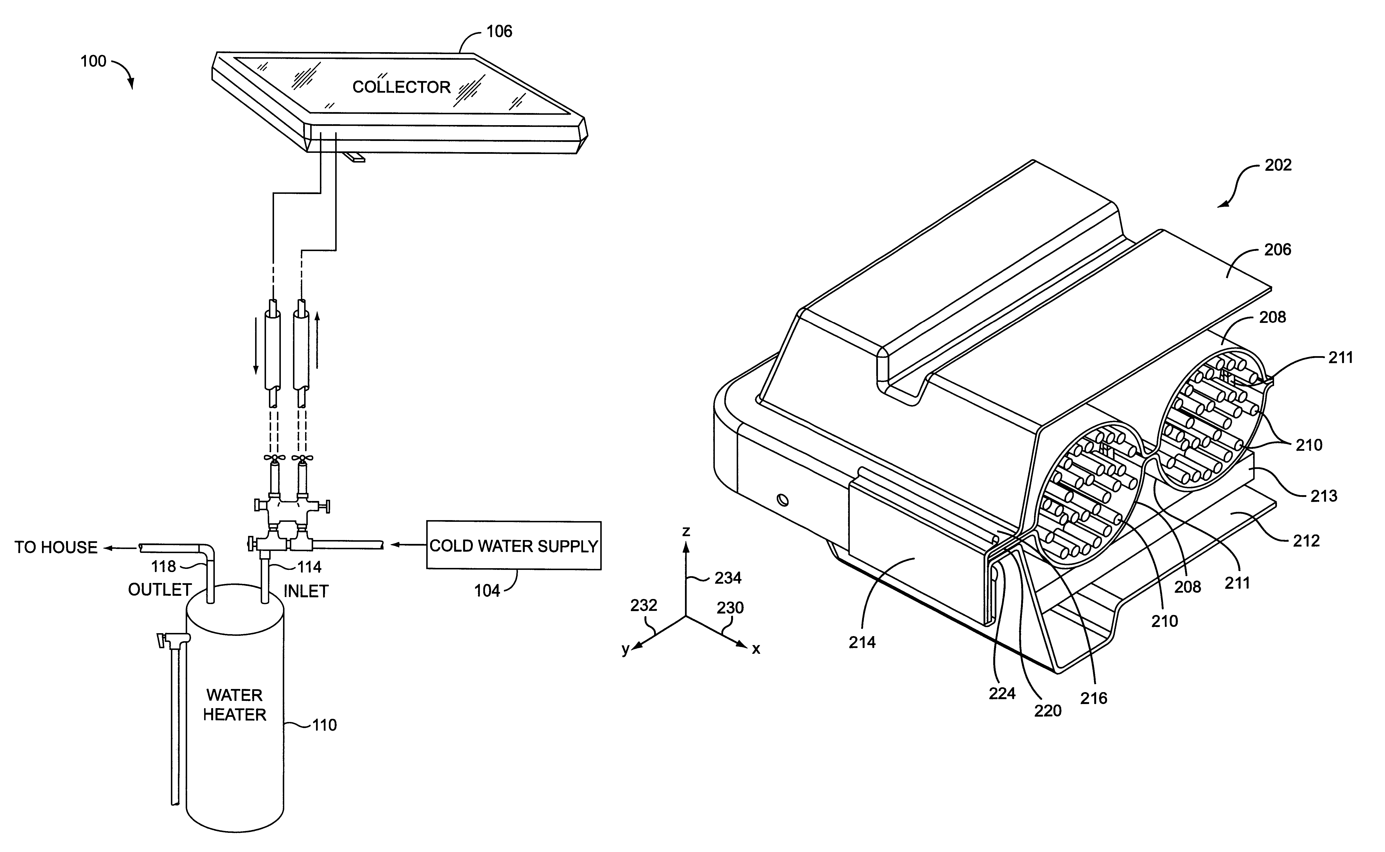 Integral collector storage system with heat exchange apparatus