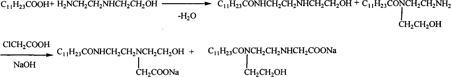 Dodecoic acid acidamide surfactant and synthetic method