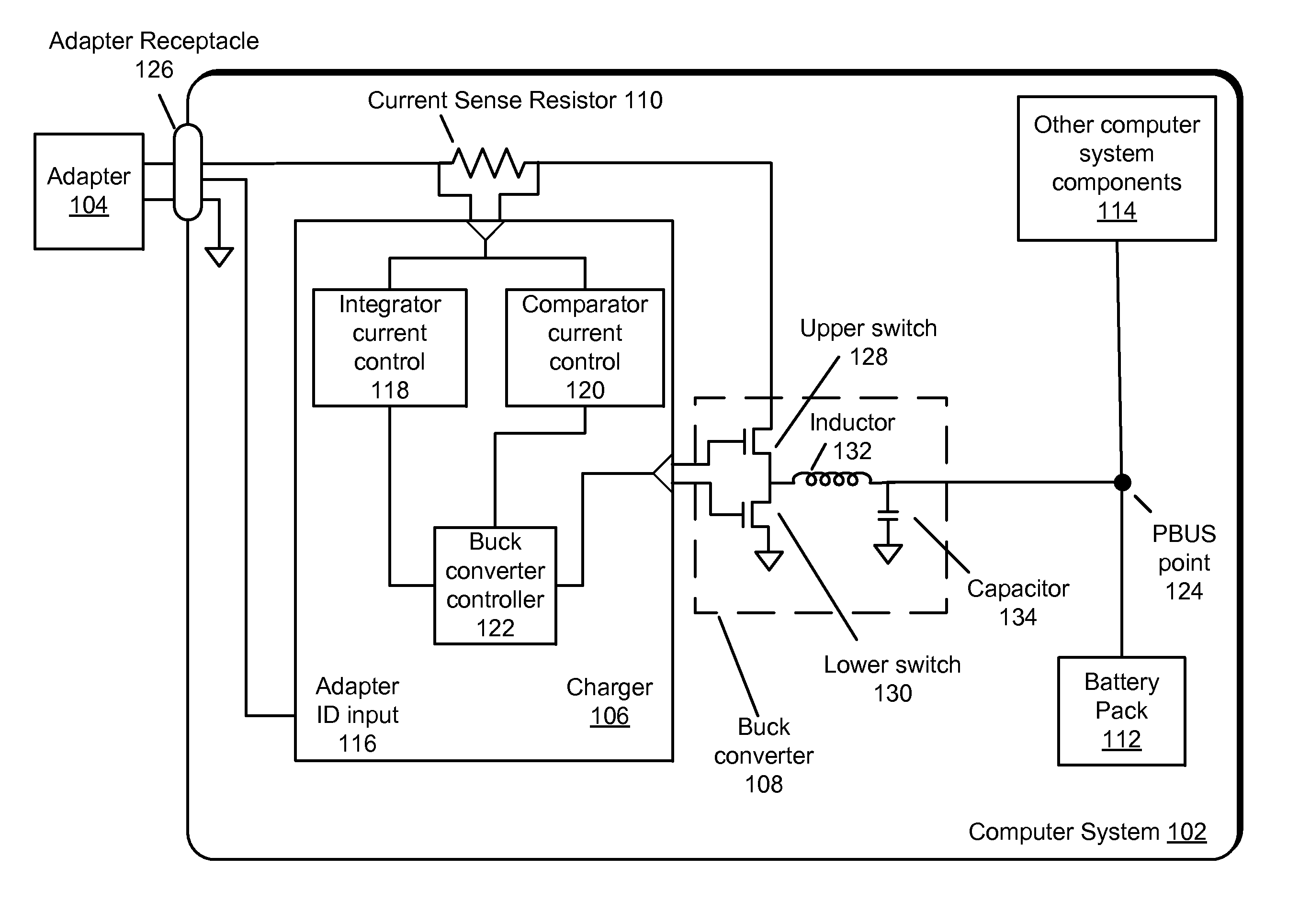 Controlling a current drawn from an adapter by a computer system