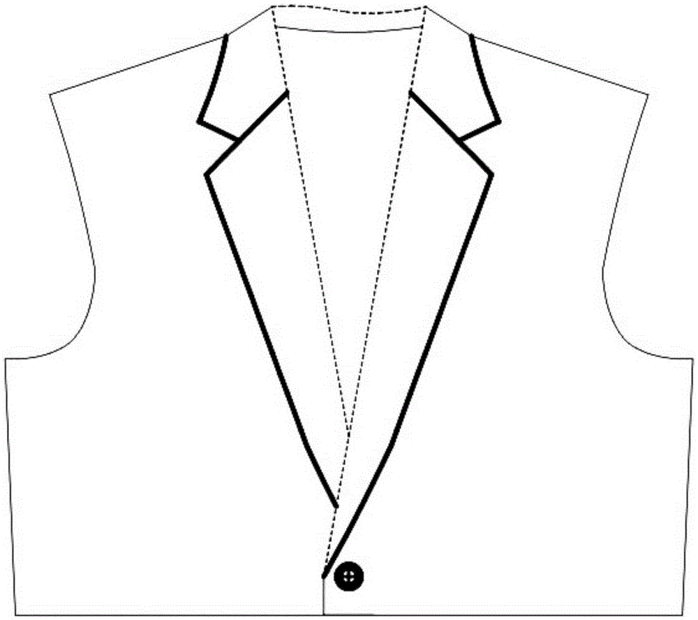 VU primitive number design tailoring method for lapels of clothing