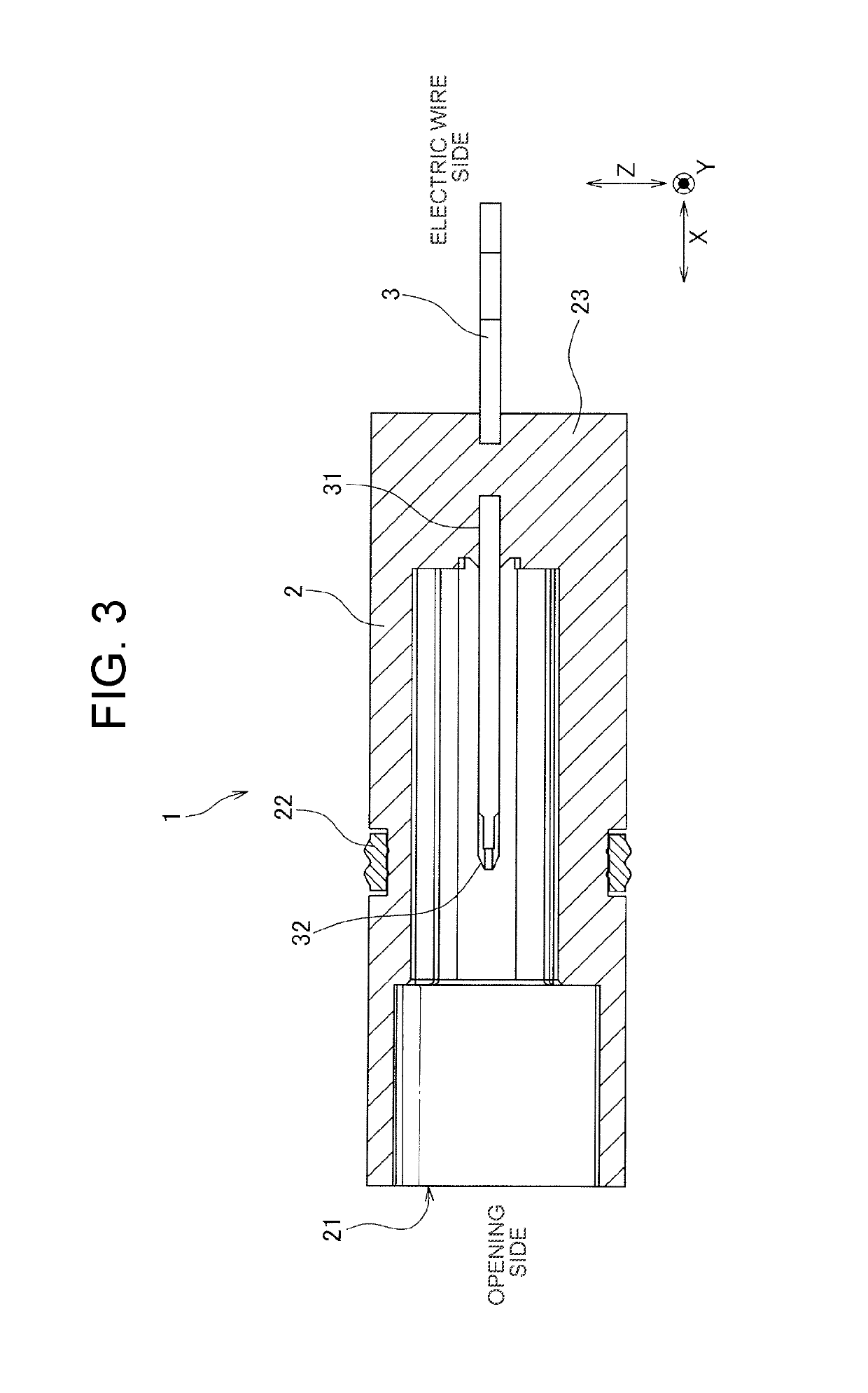 Connector having terminal with insulated tip and edges