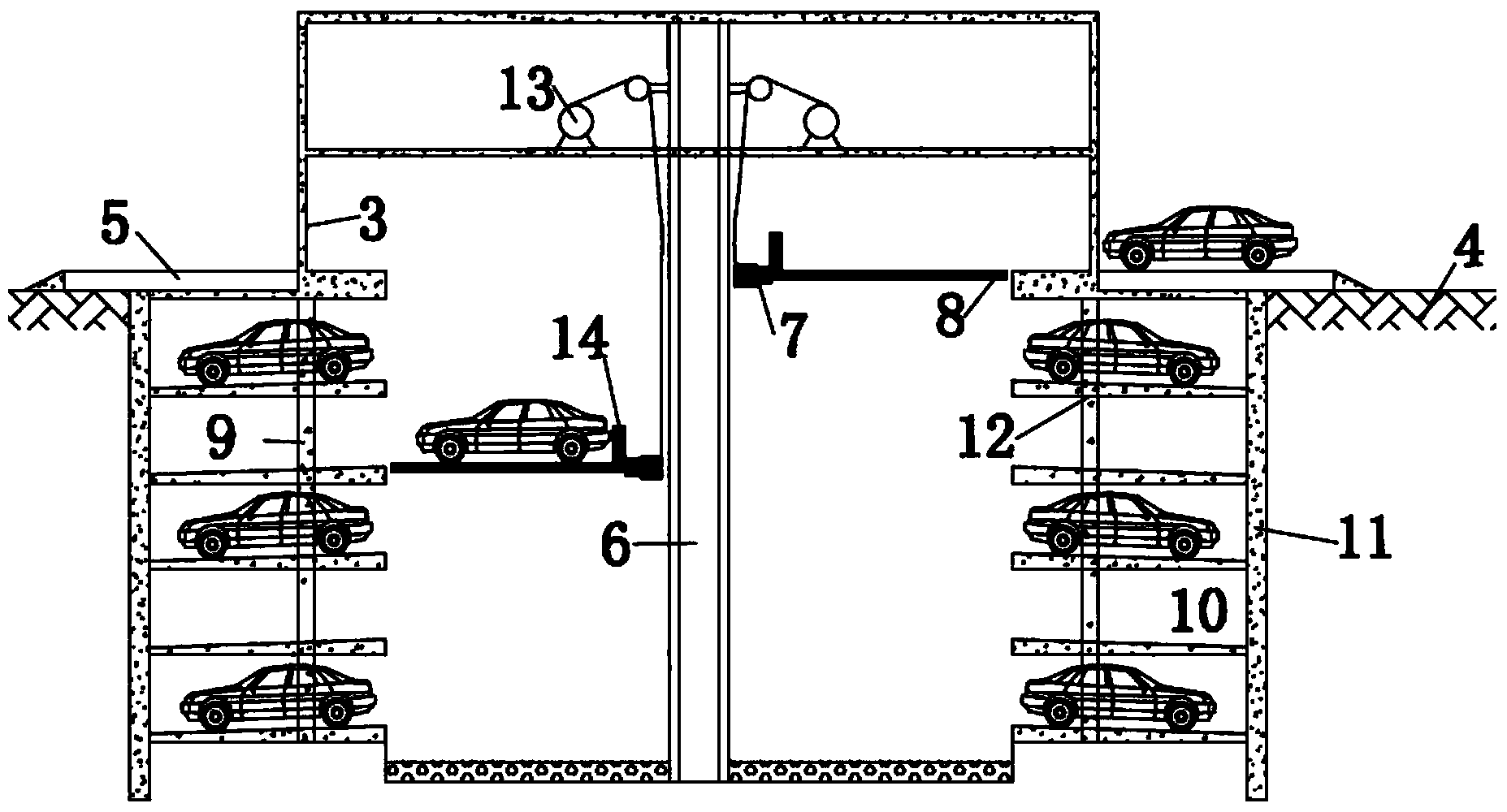 Underground vertical shaft type intelligent stereoscopic garage