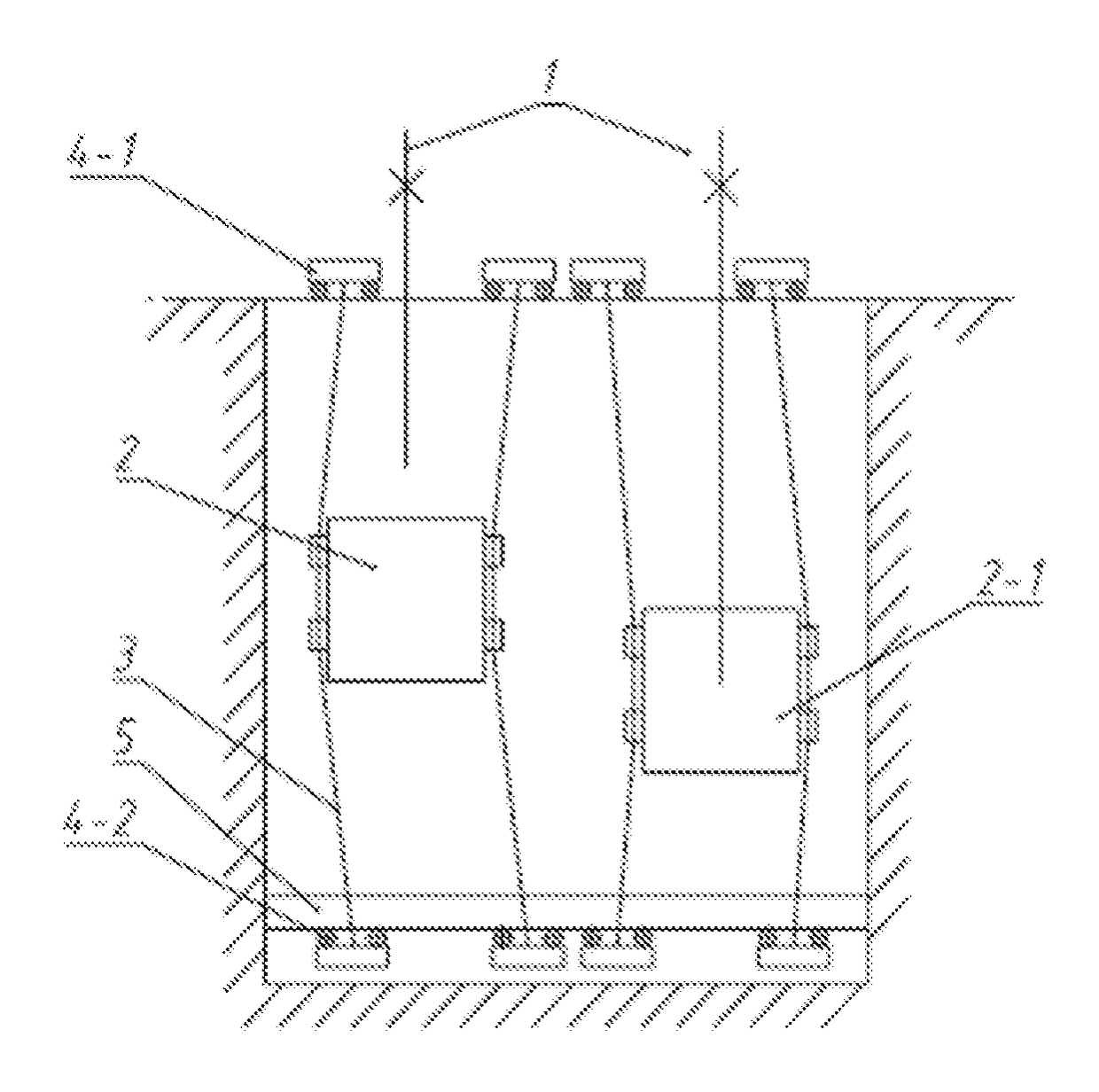 A horizontally movable vertical shaft rope guide and regulating method thereof