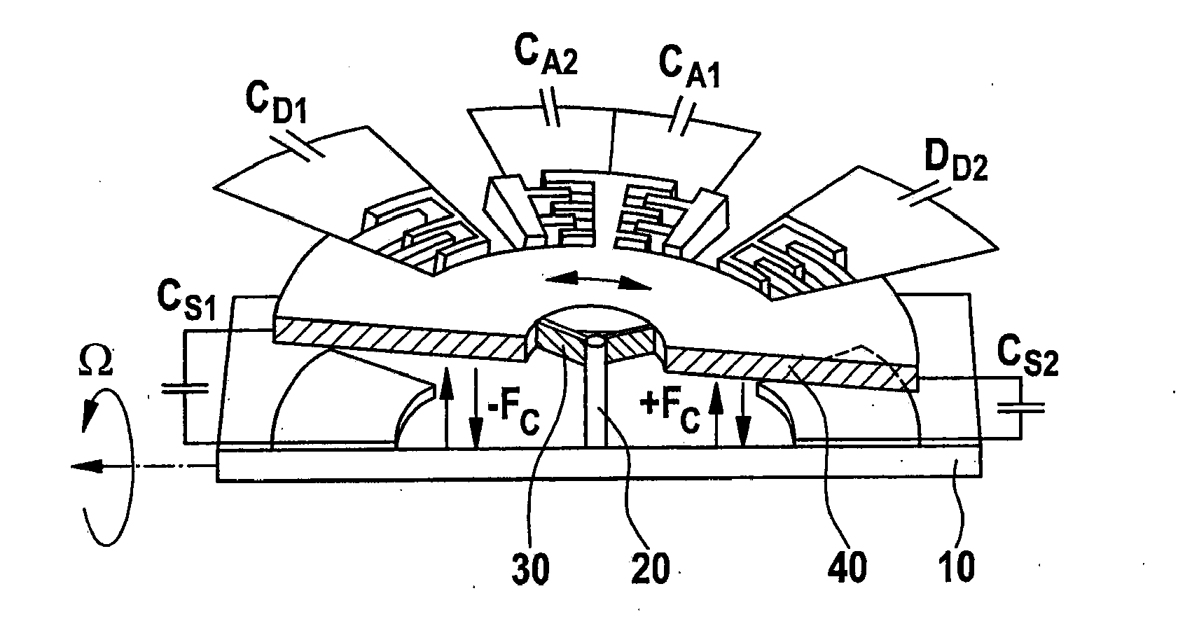 Rotation-rate sensor having two sensitive axes