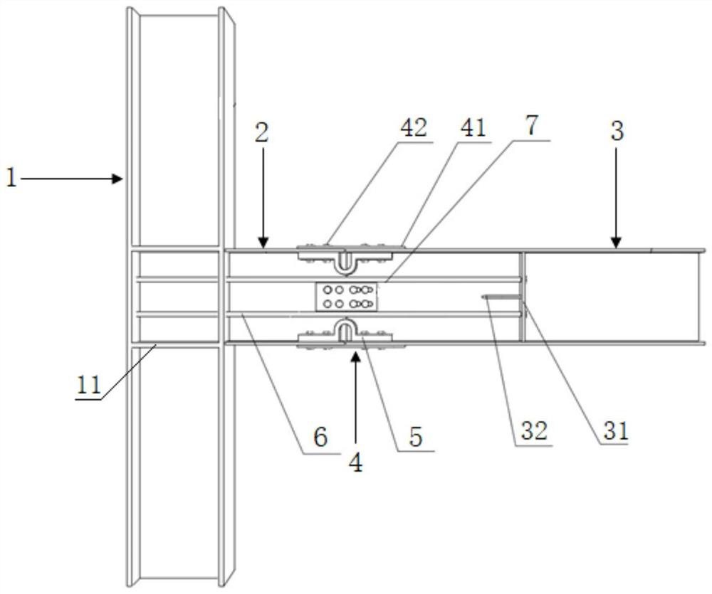 An energy-dissipating self-resetting steel structure beam-column joint connection device