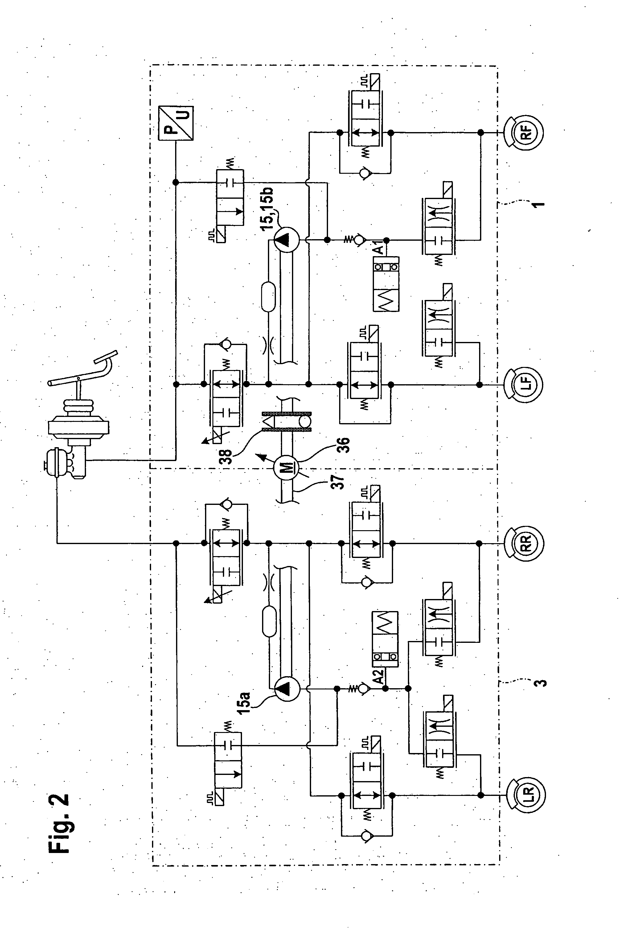 Brake device for a motor vehicle having at least three brake circuits