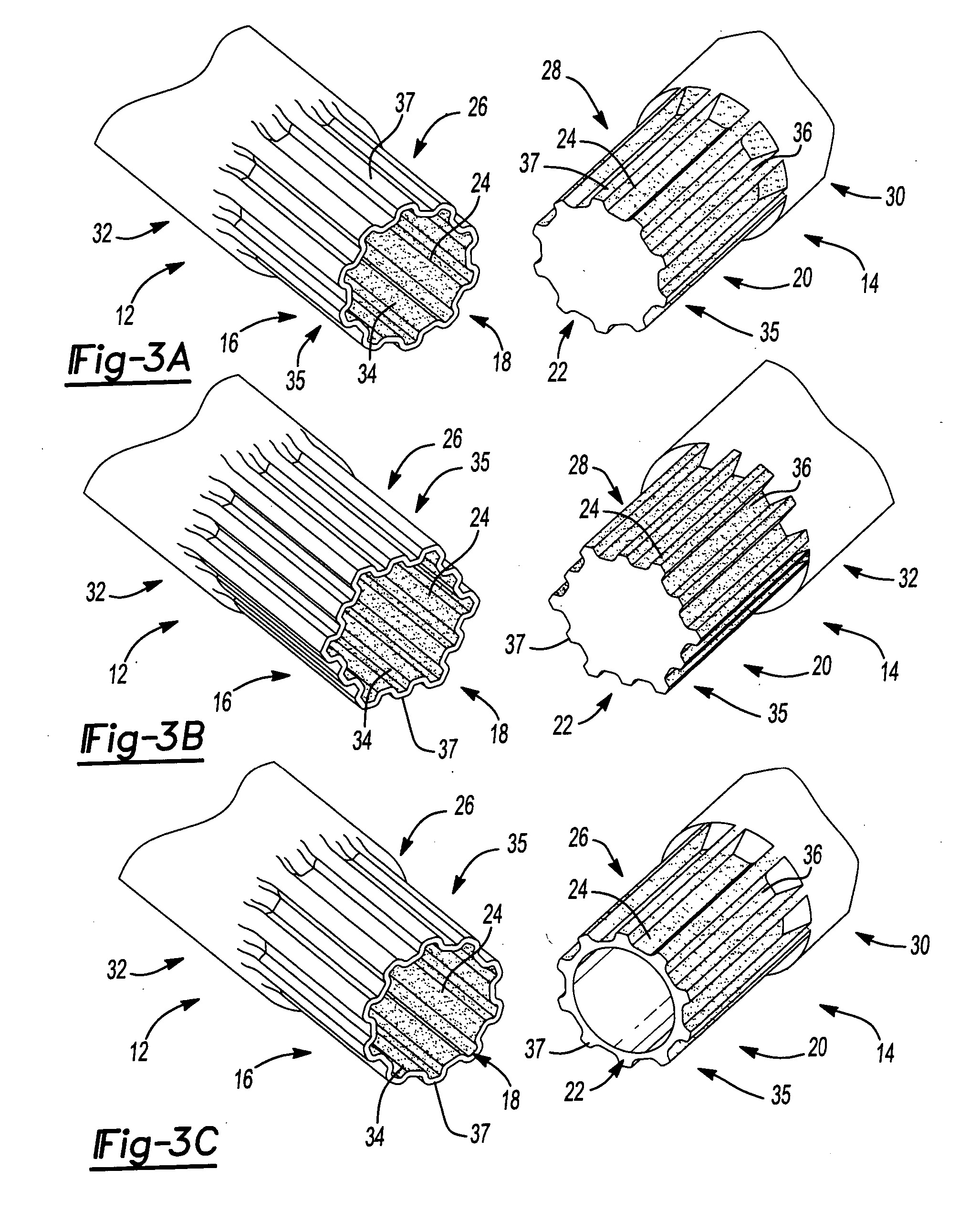 Slip joint assembly with coated splines and method