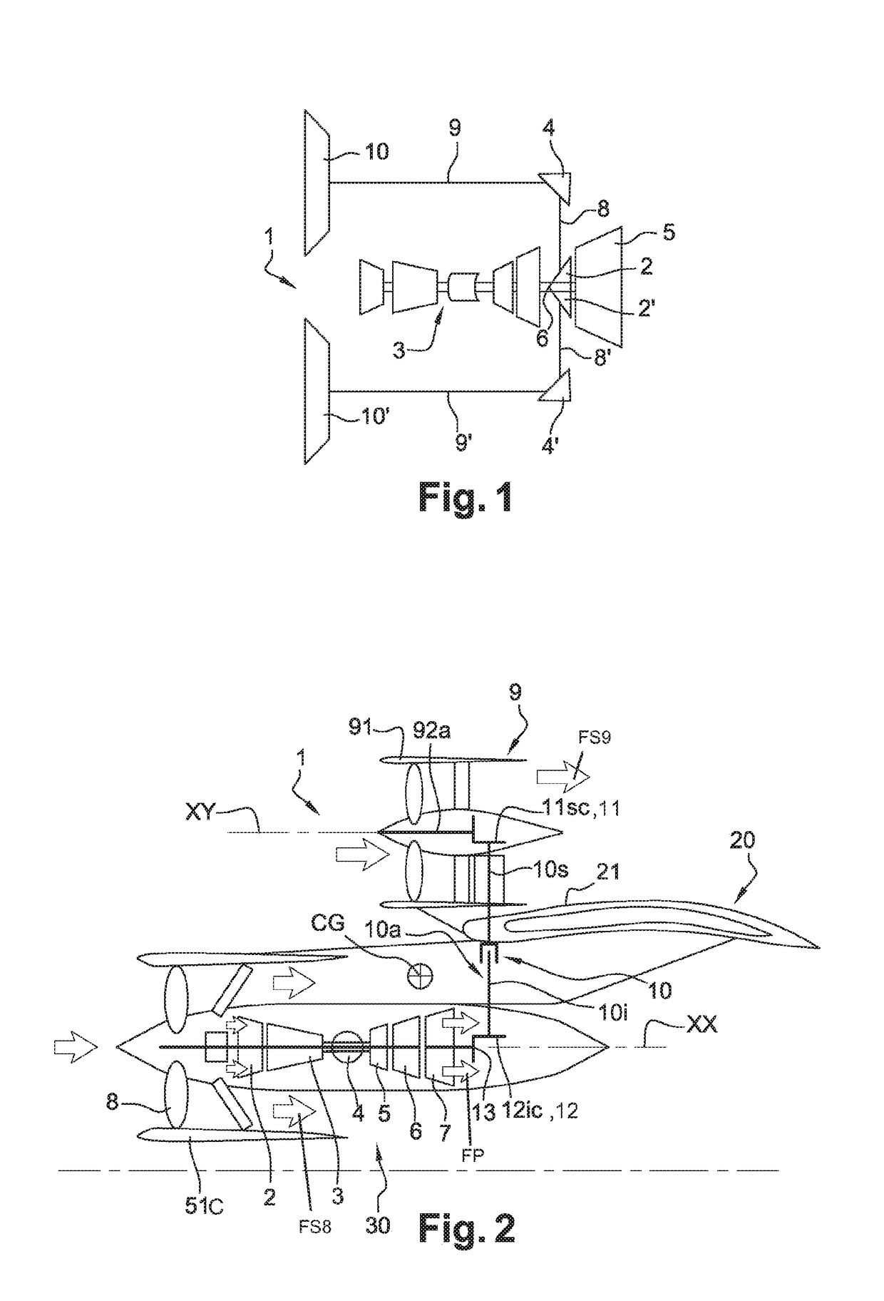 Aircraft propulsion assembly equipped with a main fan and with at least one offset fan