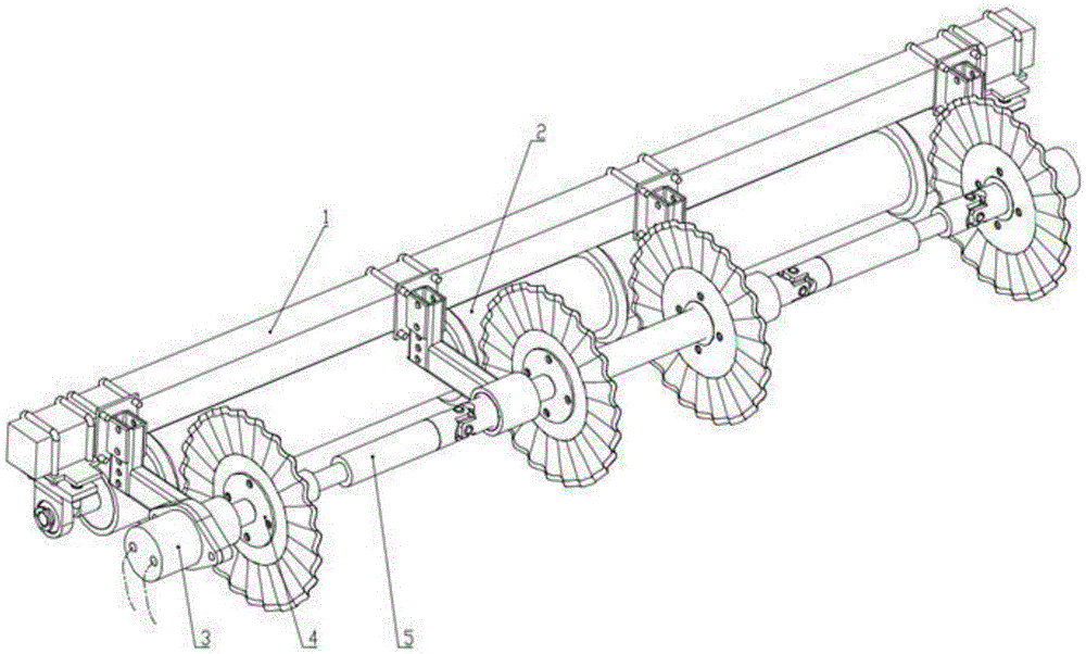 Driving type corrugated disc ditching device