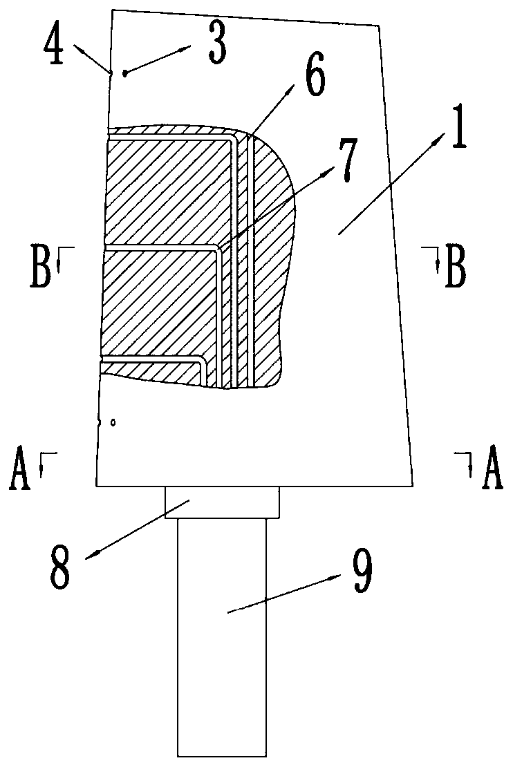 Handle type blade with three pressure sensing holes at front edge of each element stage