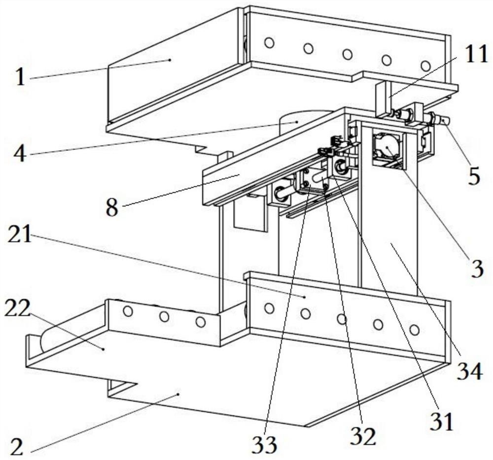 A battery transfer piece and battery replacement robot