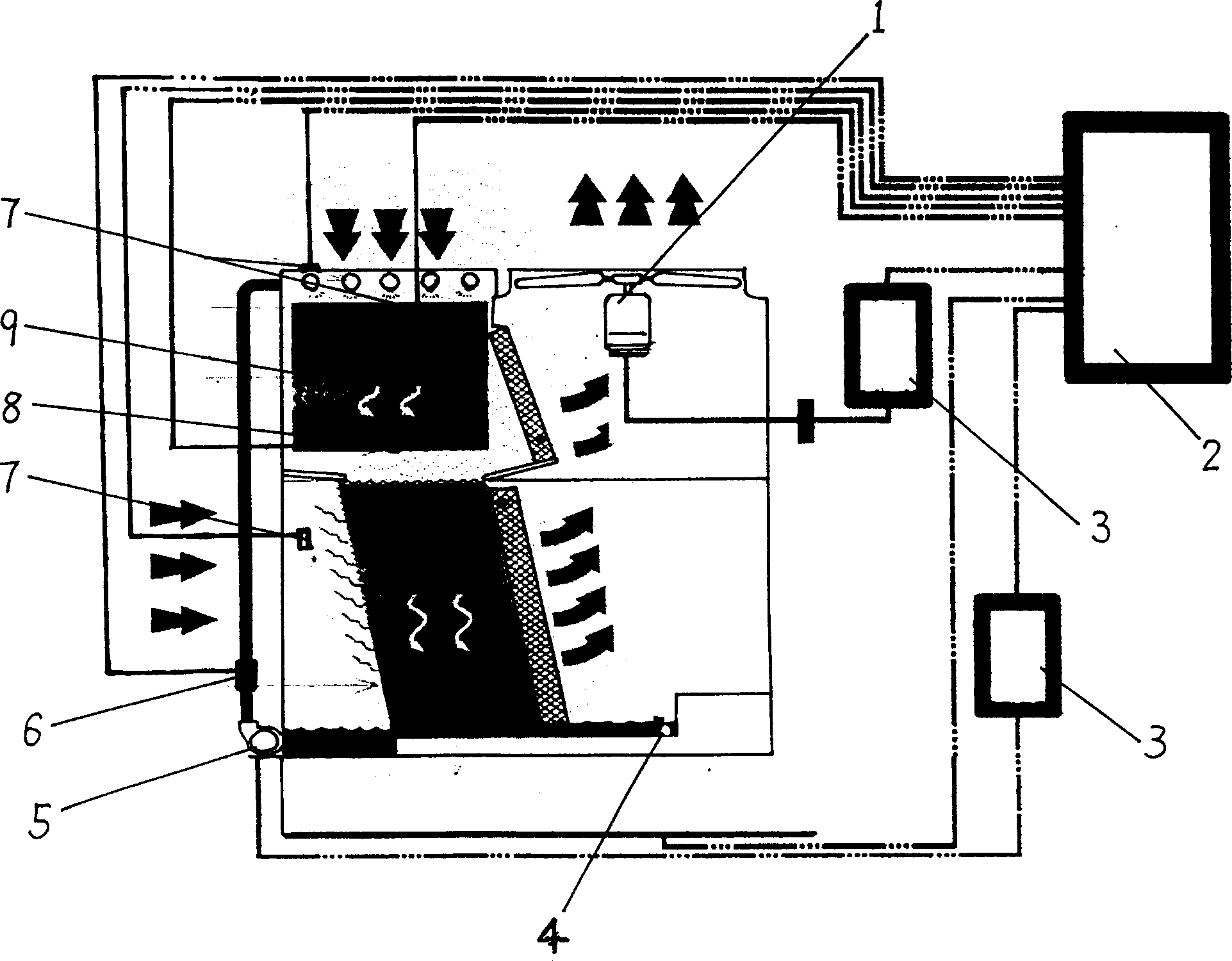 Intelligent frequency-variable evaporation-type condensator