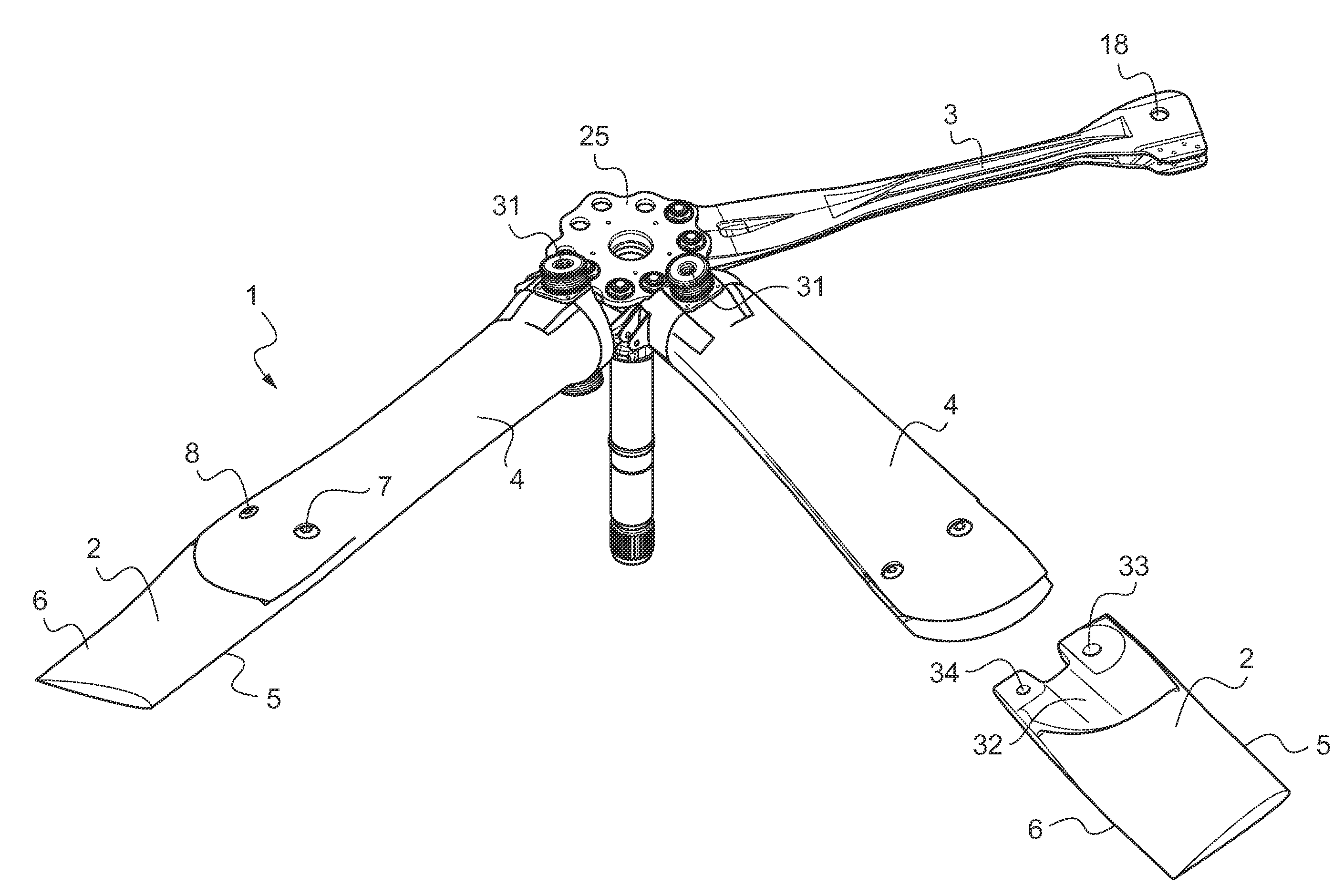 Airfoil blade of a bearingless rotor of a helicopter